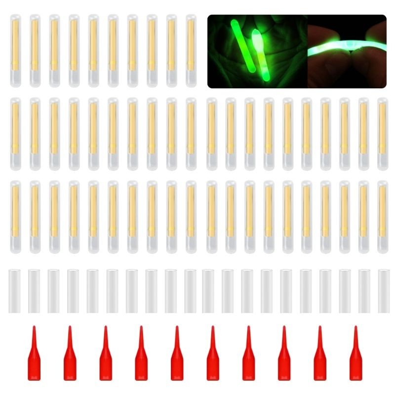 50 шт., светящаяся палочка для рыбалки, ярко-зеленая флуоресцентная лампа, палочки с наконечником, ночные #1