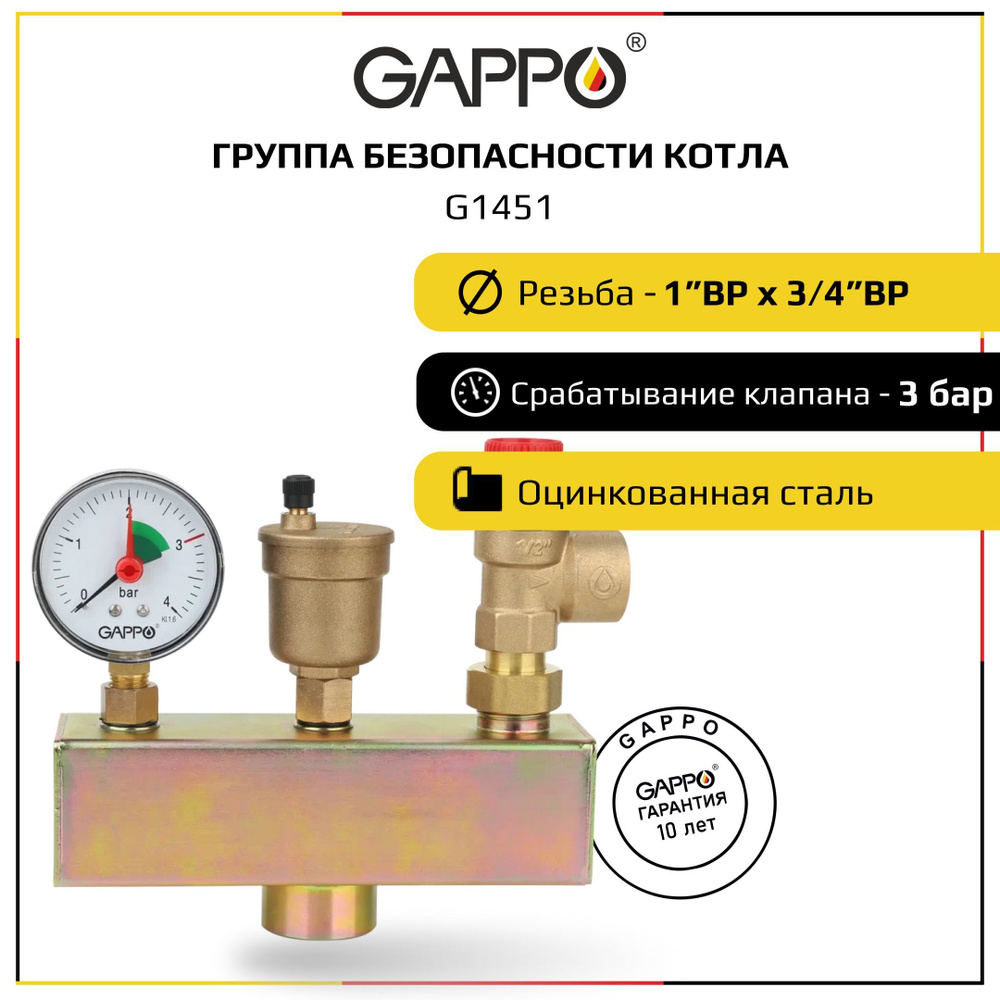 Группа безопасности котла Gappo G1451 1"" x 3 бара #1