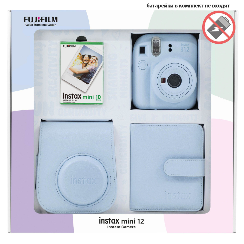 Компактный фотоаппарат Fujifilm Камера Instax mini 12, светло-синий -  купить по выгодным ценам в интернет-магазине OZON (1259286588)