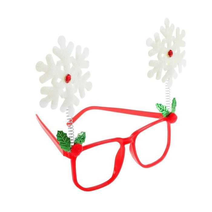 Новогодние очки КНР "Снежинки на пружинках", пластик, текстиль  #1