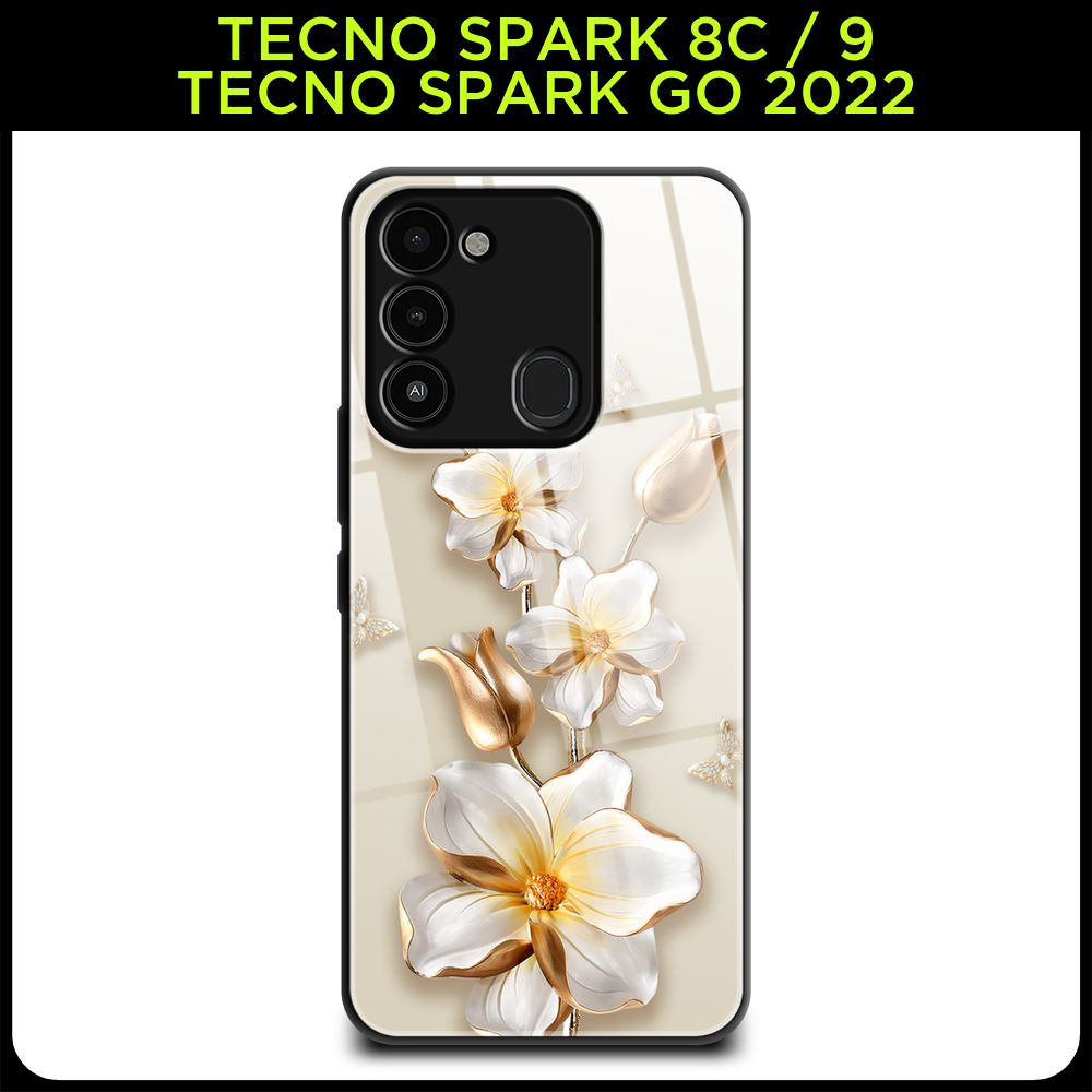 Стеклянный чехол на Tecno Spark Go 2022/8С/9 / Текно Спарк Гоу 2022/8С ...