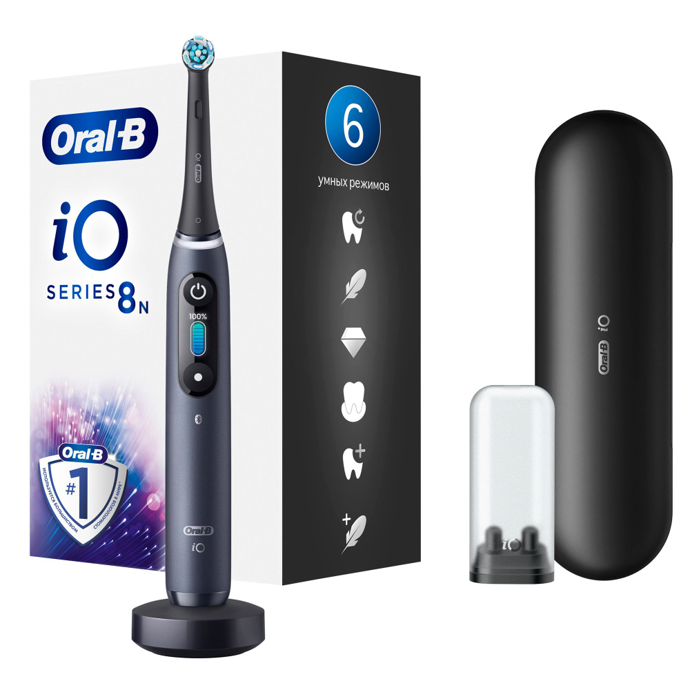 Электрическая зубная щетка ORAL-B iO Series 8 черная 6 режимов, с инновационной магнитной технологией, #1