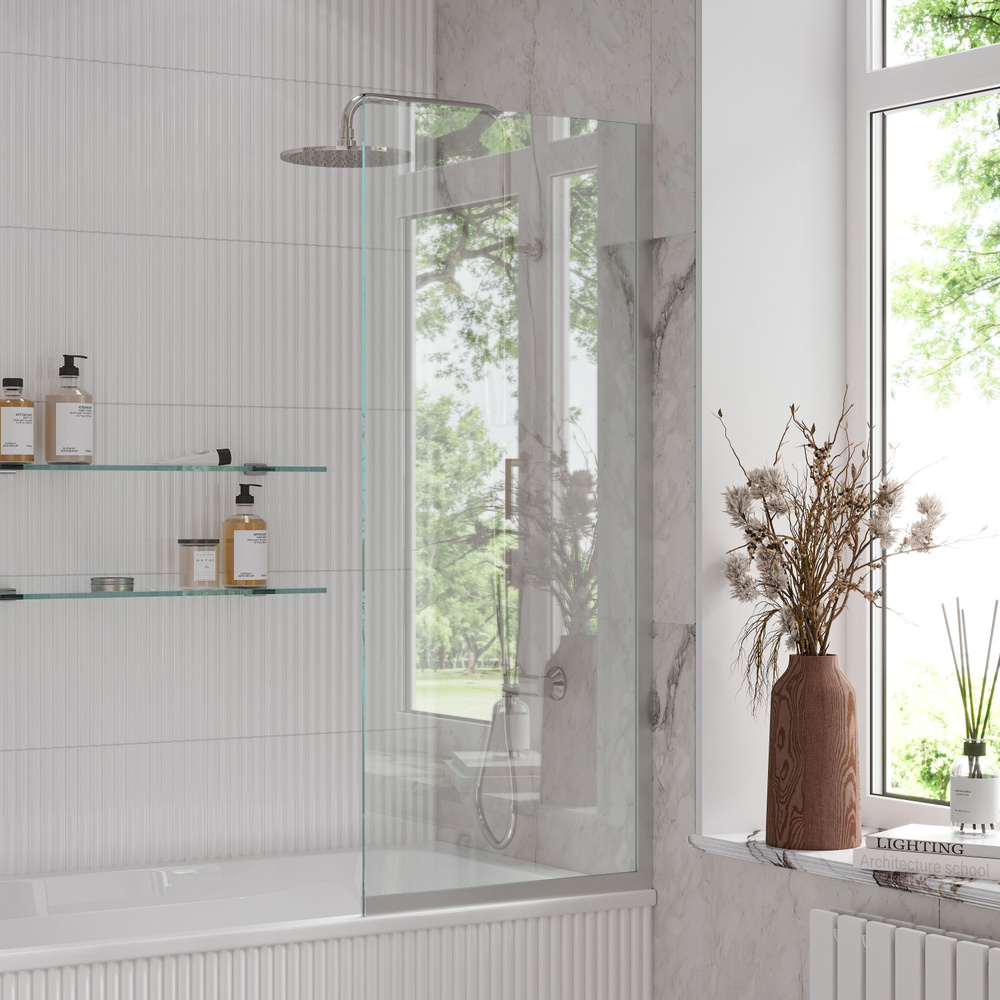 Стеклянная шторка перегородка ширма на борт ванны Reflexion RX14060CСR ...