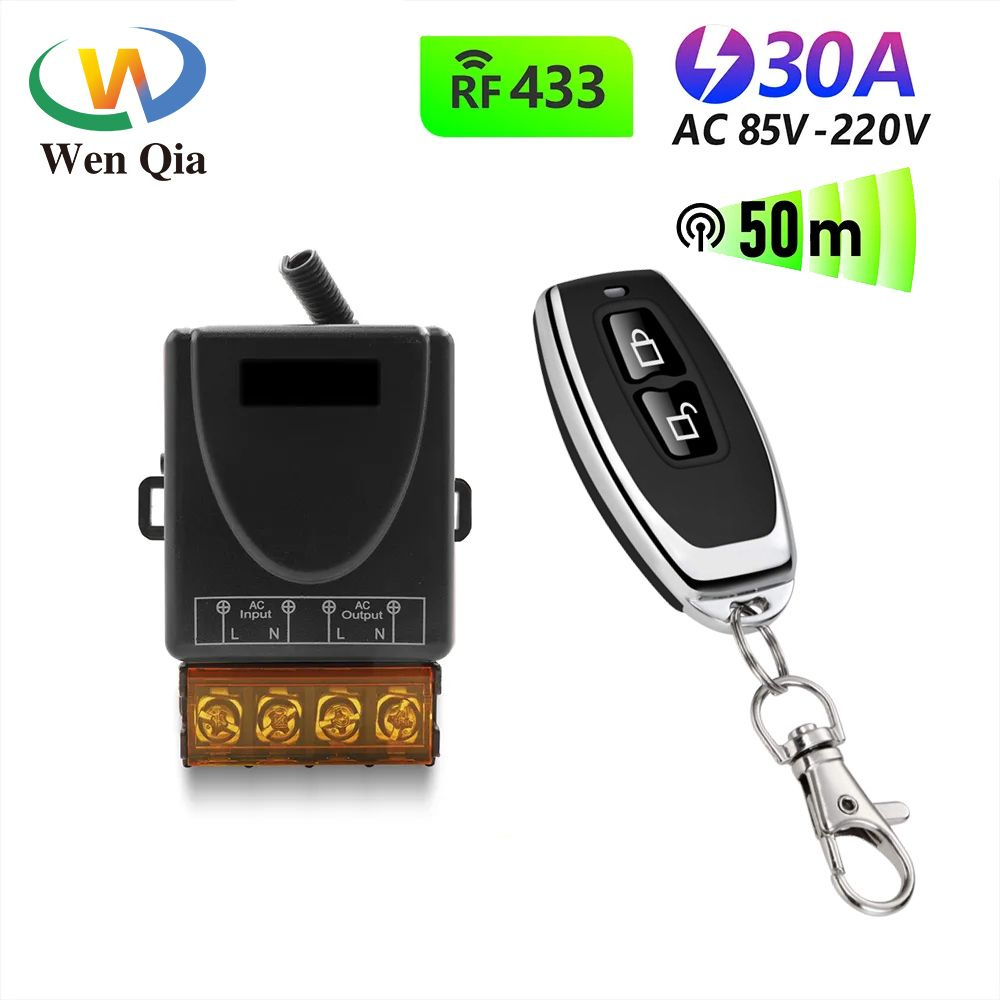 Радиоуправляемое реле 220В 30А 433МГц / беспроводной выключатель ...