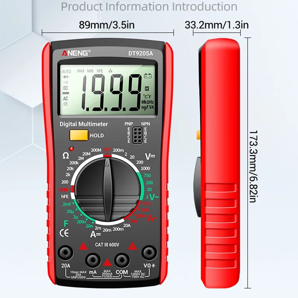 Мультиметр цифровой ANENG DT9205 / Контрольно-измерительный прибор с ...