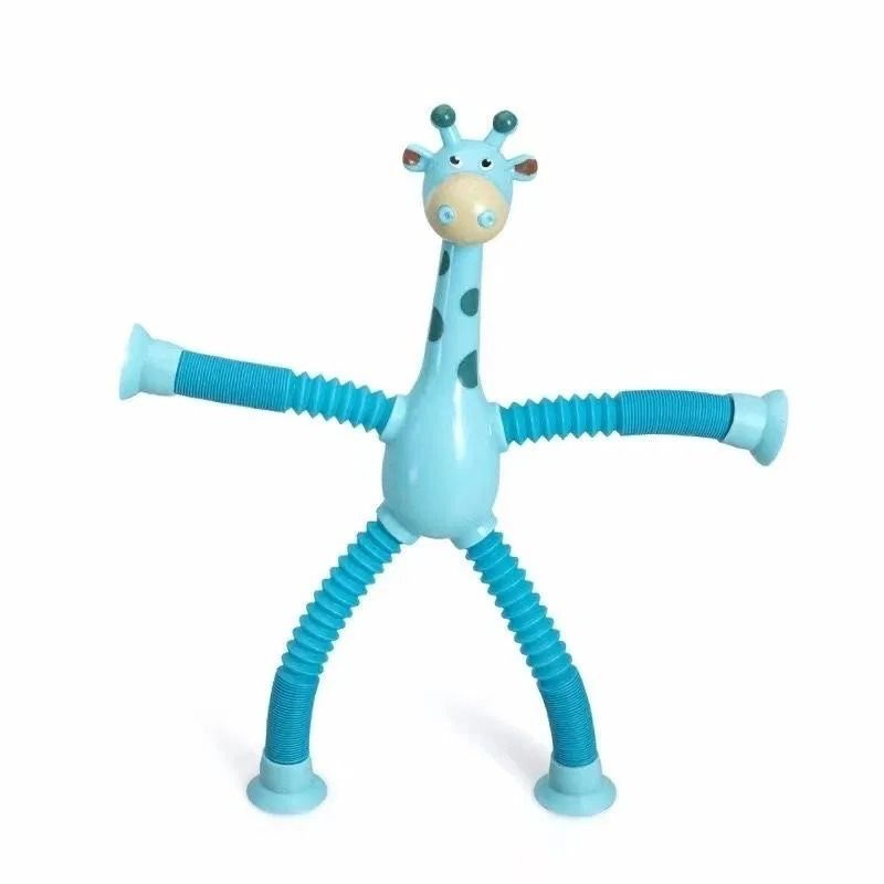 Развивающая игрушка для малышей для развития мелкой моторики жираф на присоске (голубой)  #1