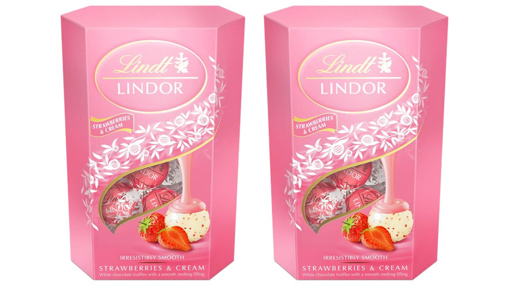 Конфеты Lindt Lindor Strawberries And Cream Клубника Крем 200г купить с доставкой по выгодным