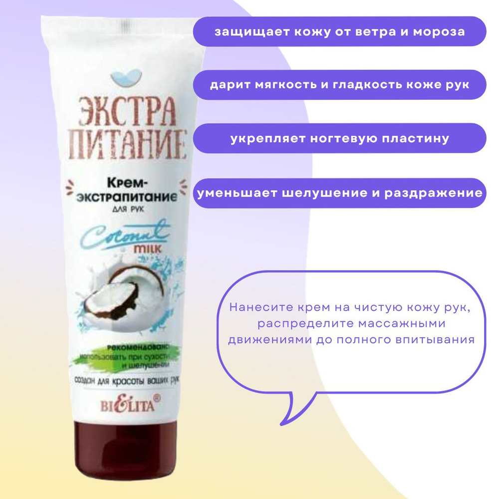 Крем-экстрапитание для рук кокосовый Coconut Milk Белита - купить с ...