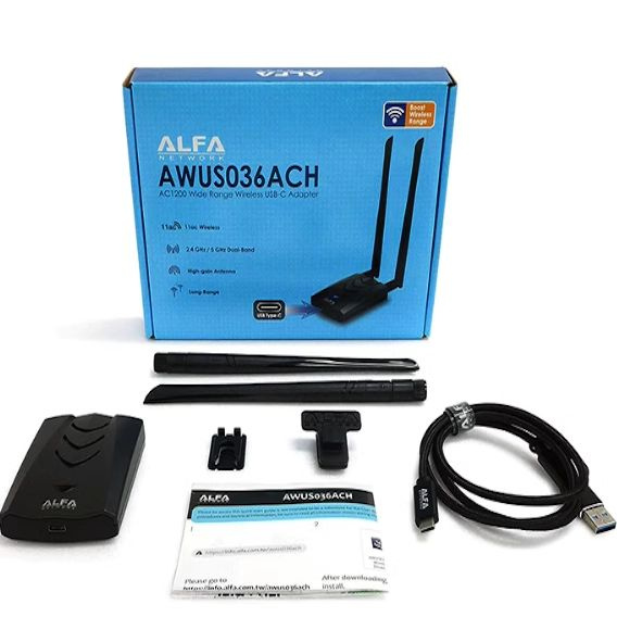 Беспроводной модем CHANEVE ALFA AWUS036ACH-RT8812AU USB type-C, антенна ...
