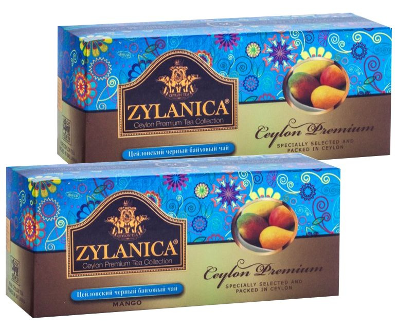Чай черный ZYLANICA с манго, 2шт по 25 пакетиков. Зиланика Сeylon Premium Mango  #1