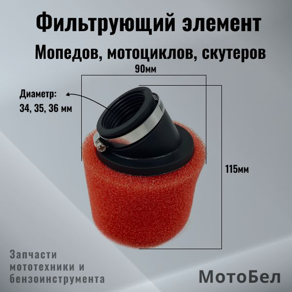 Фильтр нулевого сопротивления поролон (34/35/36mm) воздушный ...