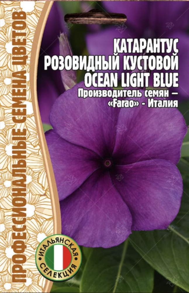 Катарантус розовидный кустовой Ocean Light Blue, 1 пакет, семена 5 шт, ЧК  #1