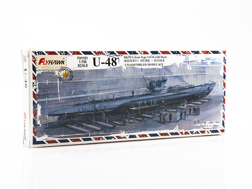 Сборная модель судна FLY HAWK MODEL DKM U-Boat Type VII B U-48, масштаб 1/700  #1