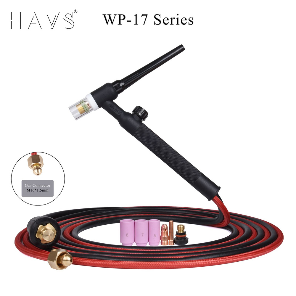 4M WP17FV Сварочная горелка TIG с гибкой головкой, газовый клапан ...