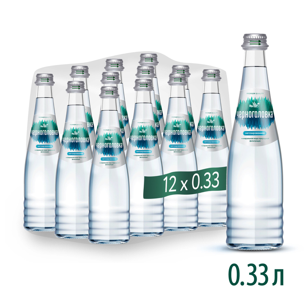 Вода минеральная ЧЕРНОГОЛОВКА негазированная в стеклянной бутылке, 12 шт по 0,33 л  #1