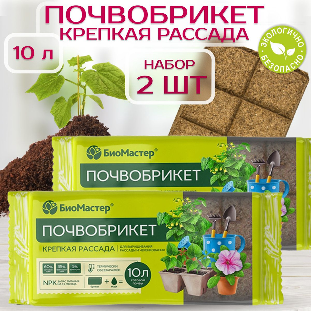 Почвобрикет "БиоМастер" Грунт Крепкая рассада, 2 шт по 10 л - купить по ...