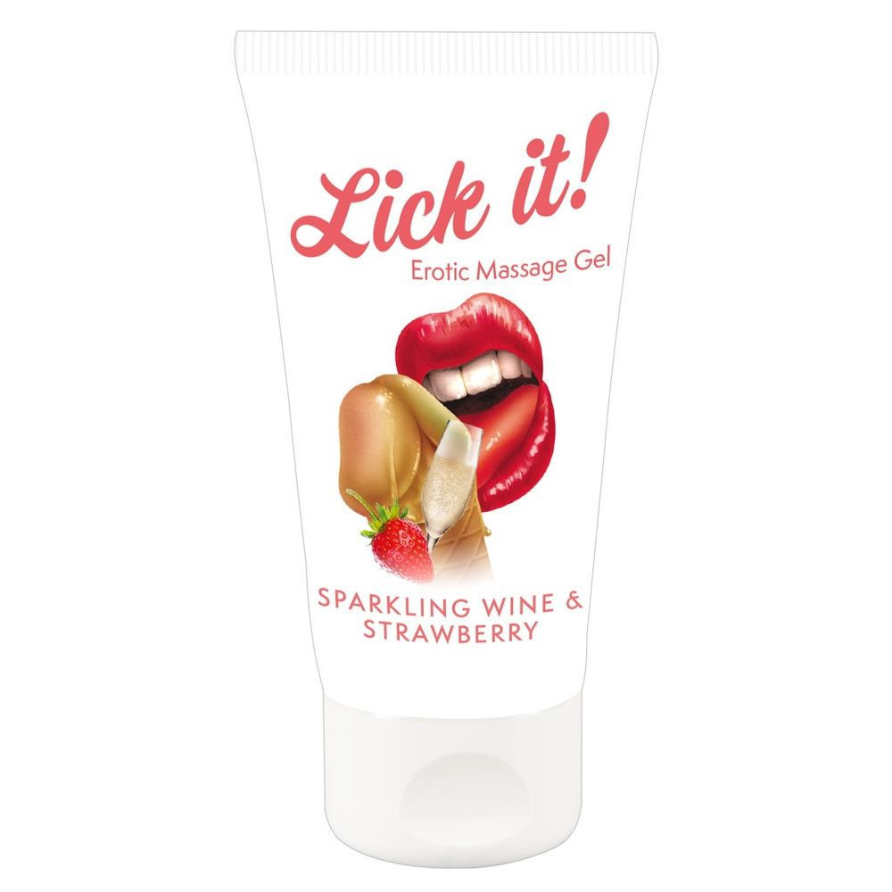 Съедобный массажный гель Lick It! Erotic Massage Gel Sparkling Wine And  Strawberry 50мл - купить с доставкой по выгодным ценам в интернет-магазине  OZON (1363419198)