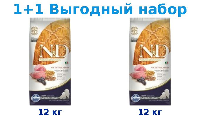Farmina N&D Ancestral Grain Adult Medi/Maxi Lam & bosbessen - Natuurlijk voor de hond