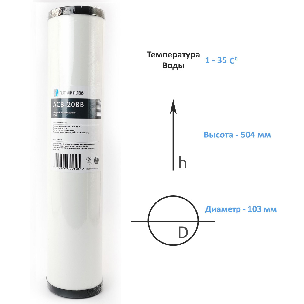 Картридж угольный из гранулированного угля Platinum Filters ACB-20BB  #1