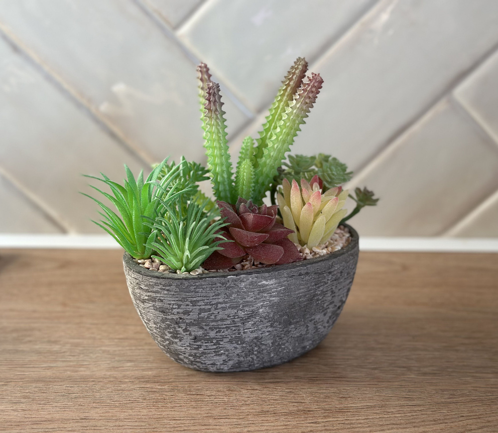 Купить Кашпо с искусственными суккулентами для декора по выгодной цене ...