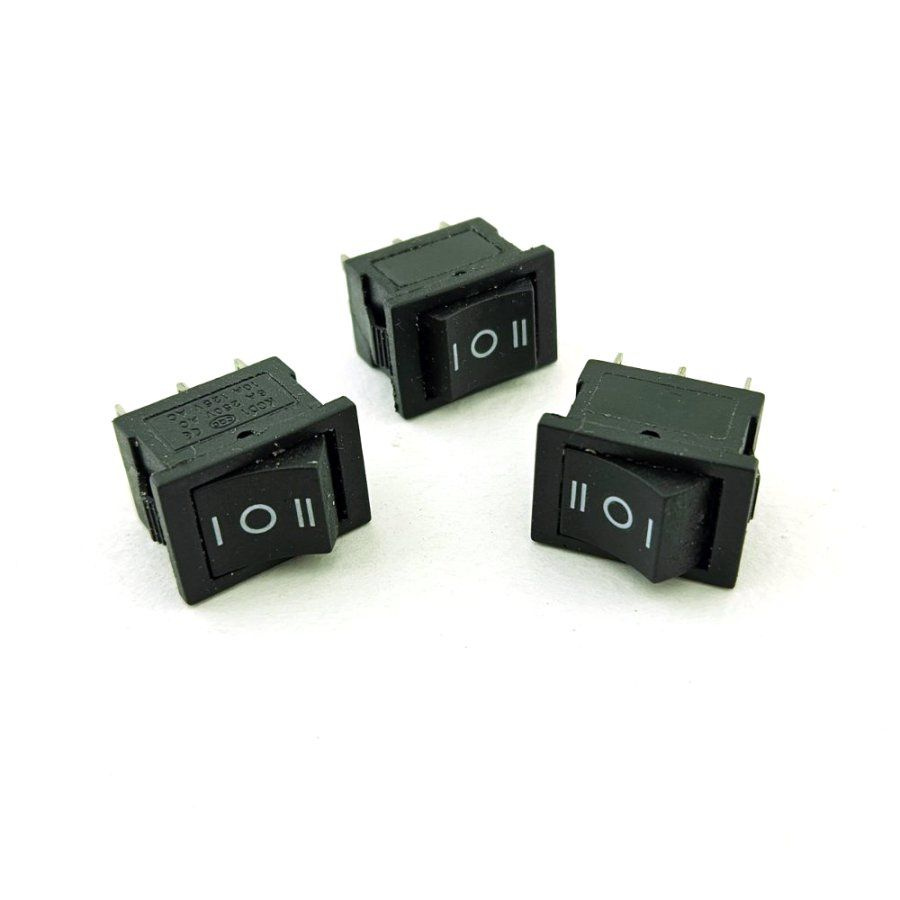 Клавишный переключатель KCD2-202/D 6p нейтраль 6A 220V черный - купить ...