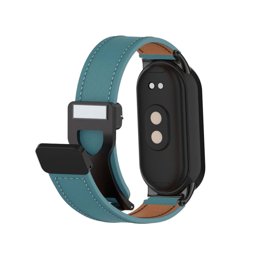 Кожаный ремешок для часов Xiaomi Mi Band 8/ Ксиоми Ми Бэнд 8, на ...