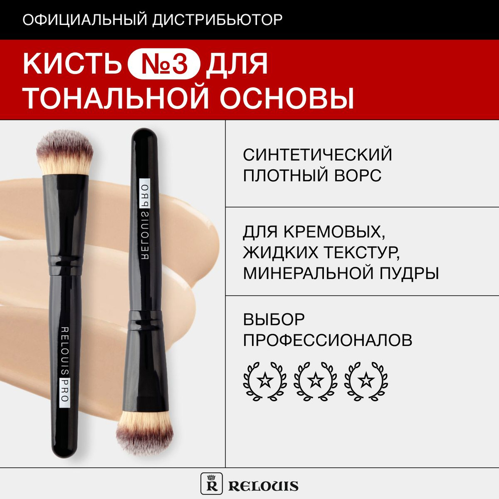 RELOUIS Кисть для макияжа PRO для тональной основы №3 - купить с ...