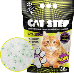 Наполнитель для кошачьего туалета впитывающий, силикагелевый CAT STEP Arctic Neon, 3,8 л CAT STEP