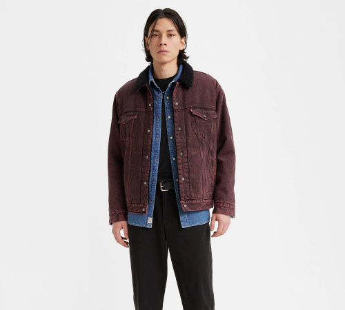 Long sherpa trucker on sale jacket