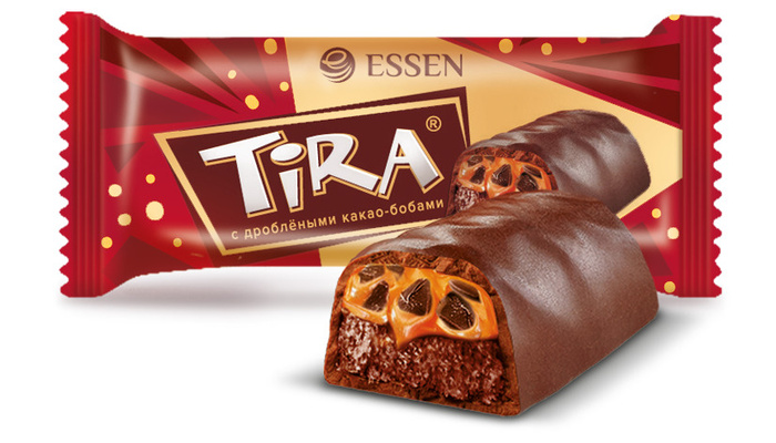 Конфеты шоколадные TIRA mini, печенье с карамелью и дроблеными какао ...
