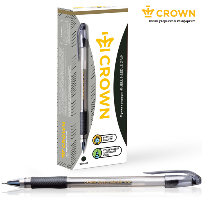 Гелевые ручки черные Crown 12 штук -  с доставкой по выгодным .