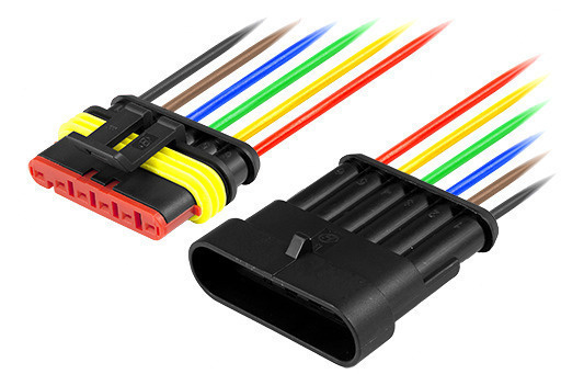 Разъем проводки влагостойкий 6 контактов папа/мама с проводом - купить ...