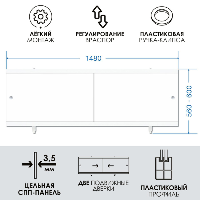 Экран под ванну метакам кварт 168 установка