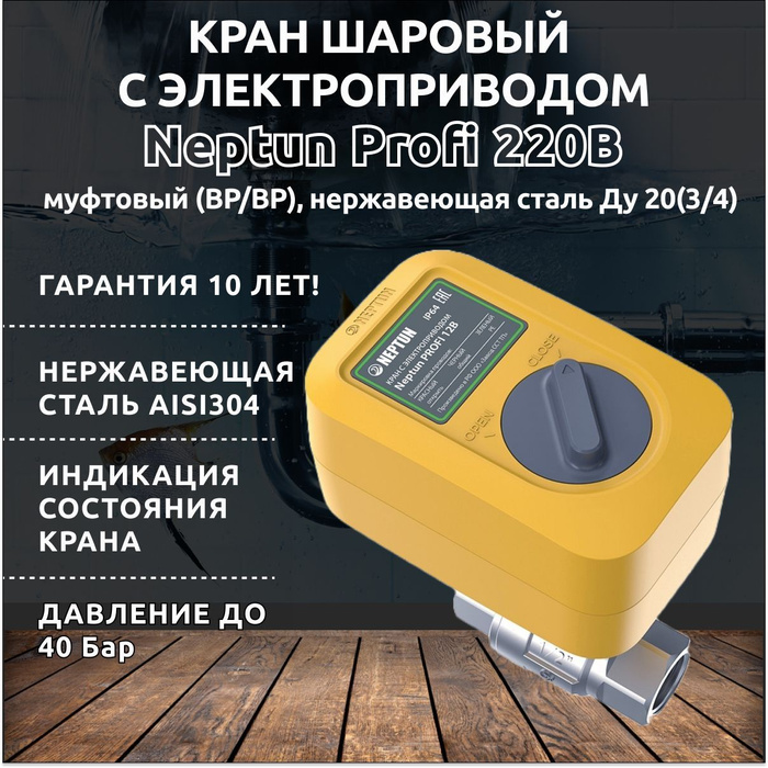 Кран шаровый для воды с электроприводом Нептун Neptun Profi 220В ...