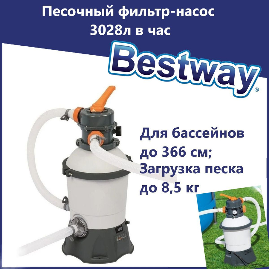 Песочный фильтр-насос Bestway 3028 л/ч 58515. Насос фильтр Бествей 58515. Песочный насос-фильтр Bestway Flowclear Sand Filter 3028 л/ч 58515. Фильтр-насос песочный 3028 л/ч Bestway 58515 3028 л/ч 85 Вт.