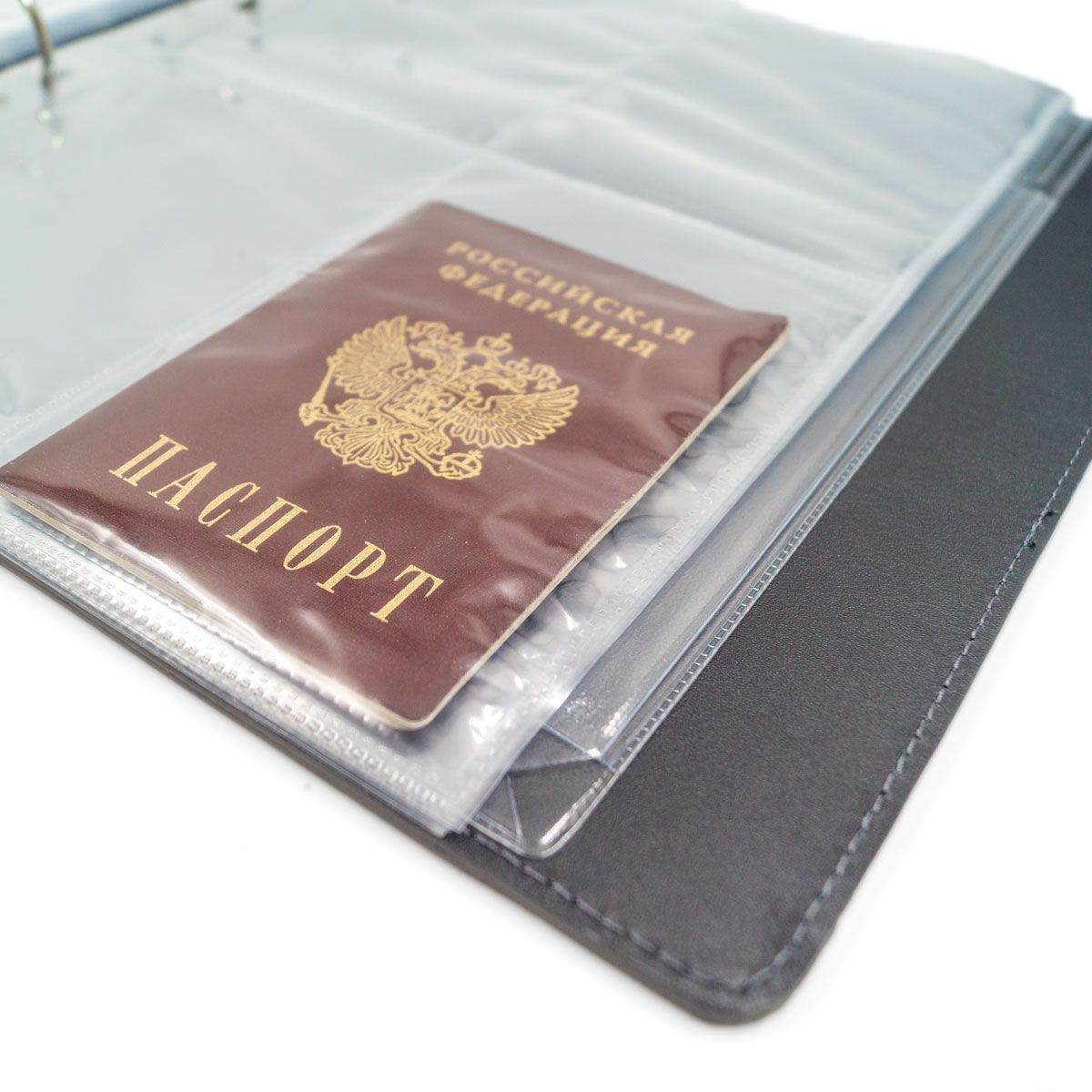 Кожаная папка А4 на кольцах / настольная визитница, папка сшиватель ...