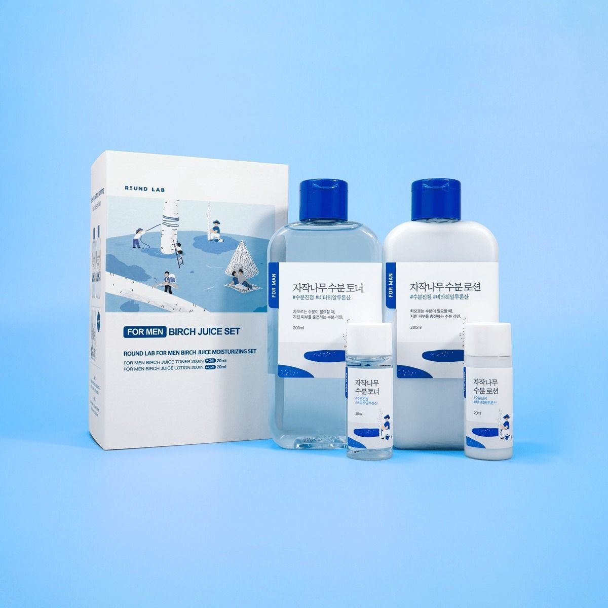 Набор мужской увлажняющий с березовым соком Round Lab For Men Birch ...
