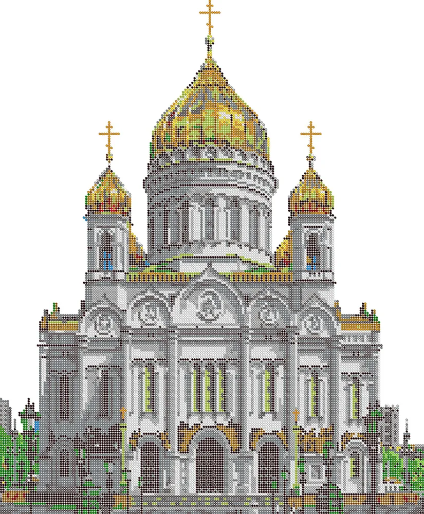 Схема для вышивания бисером Светлица (без бисера), картина "Храм Христа Спасителя" 38*48см, 38x48 см