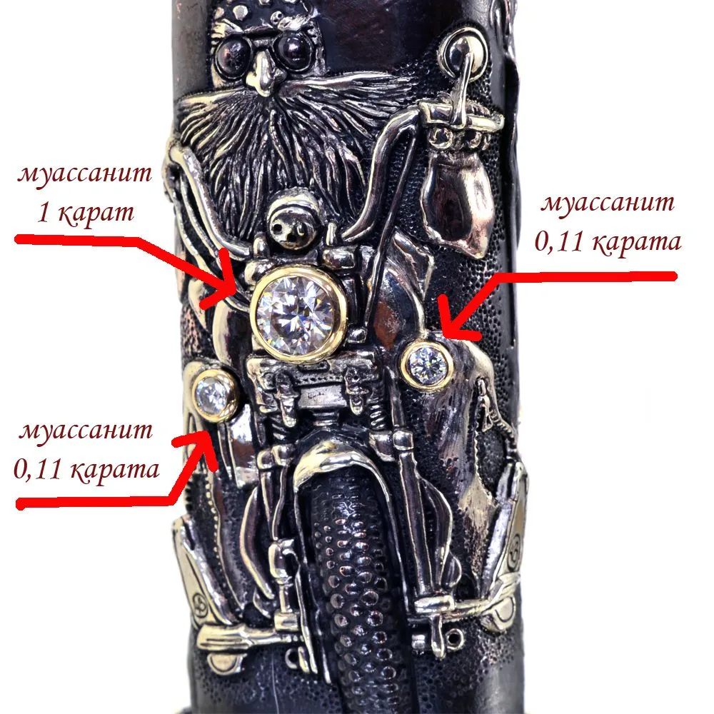 Чехол для зажигалки BIC J3 "Байкер" футляр подарочный с муассанитами 1,02 Ct., вариант, фото 4