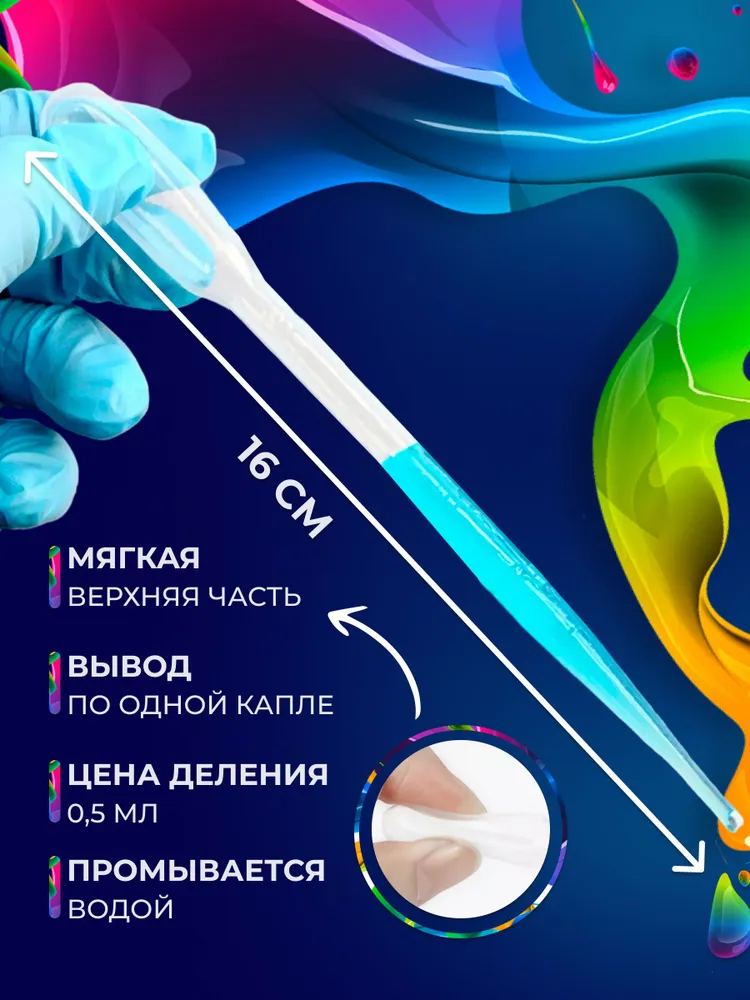 Пипетка пастера для творчества пластиковая 3 мл 50 шт, 3 мл, 50 шт, фото 2