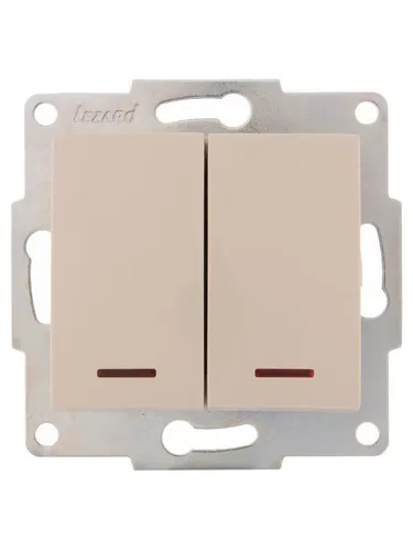 Lezard KARINA Крем Выключатель 2-клавишный с подсветкой 707-0388-112 - 1 шт