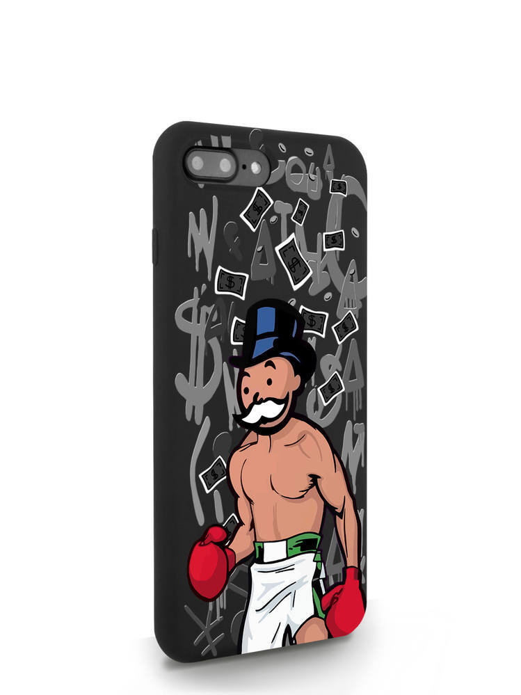 Черный силиконовый чехол для iPhone 7/8 Plus Monopoly Boxing Монополия Боксер для Айфон 7/8 Плюс