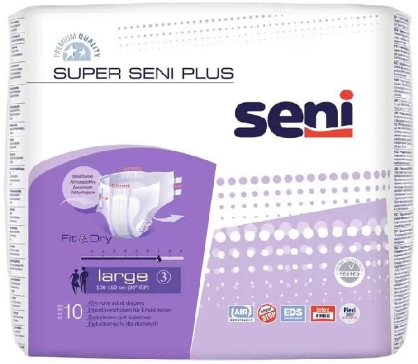 SeniSuperPlus,подгузникидлявзрослых(L),10шт.