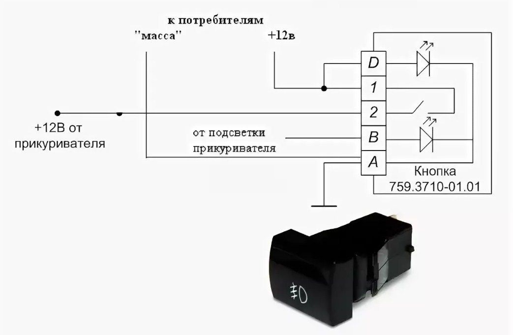 Схема кнопки противотуманных фар ваз 2110