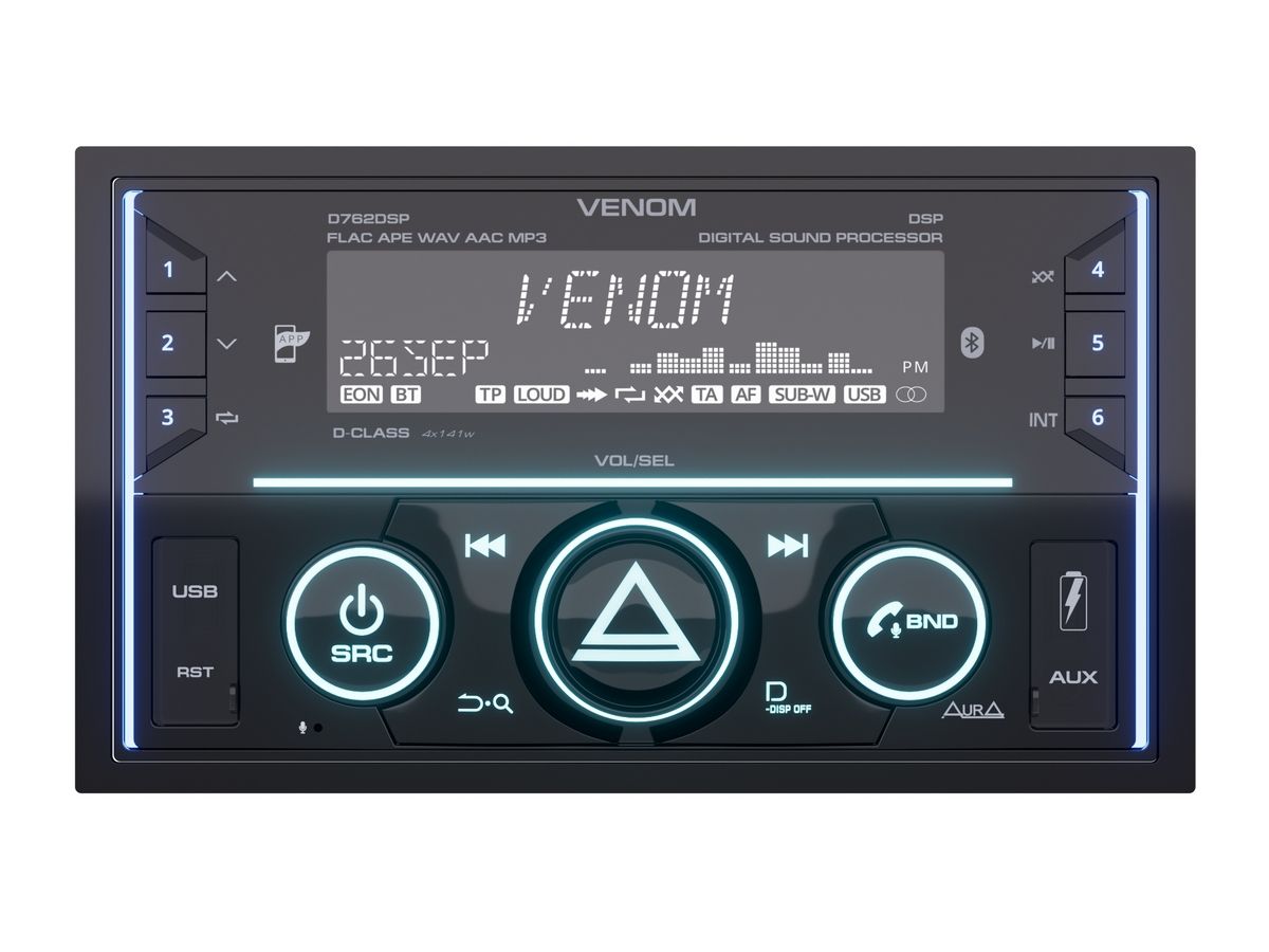Автомагнитола Aura Venom D762DSP процессорная 2DIN (DSP, Bluetooth