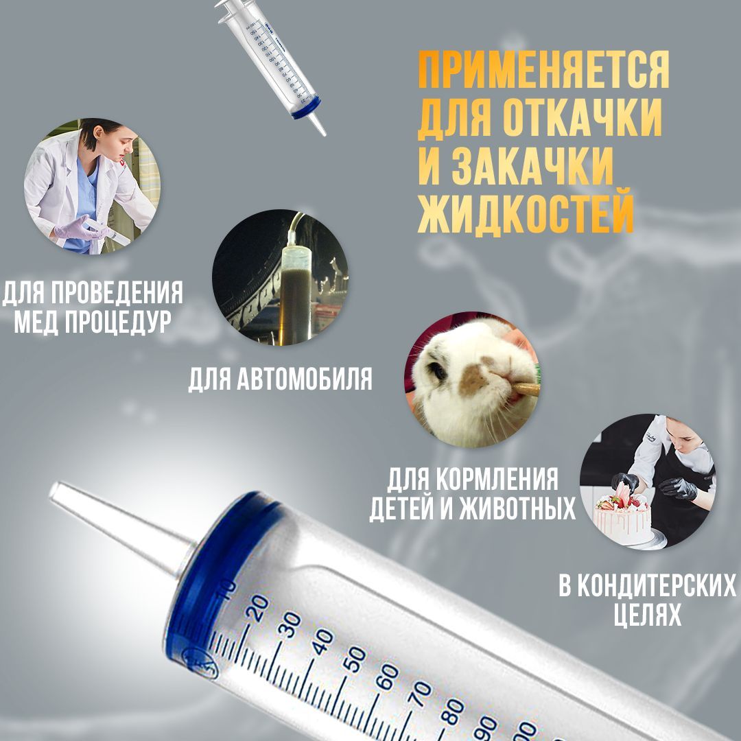 Шприц большой 150 мл + трубка 100см, для откачки жидкости, шприц жане ...