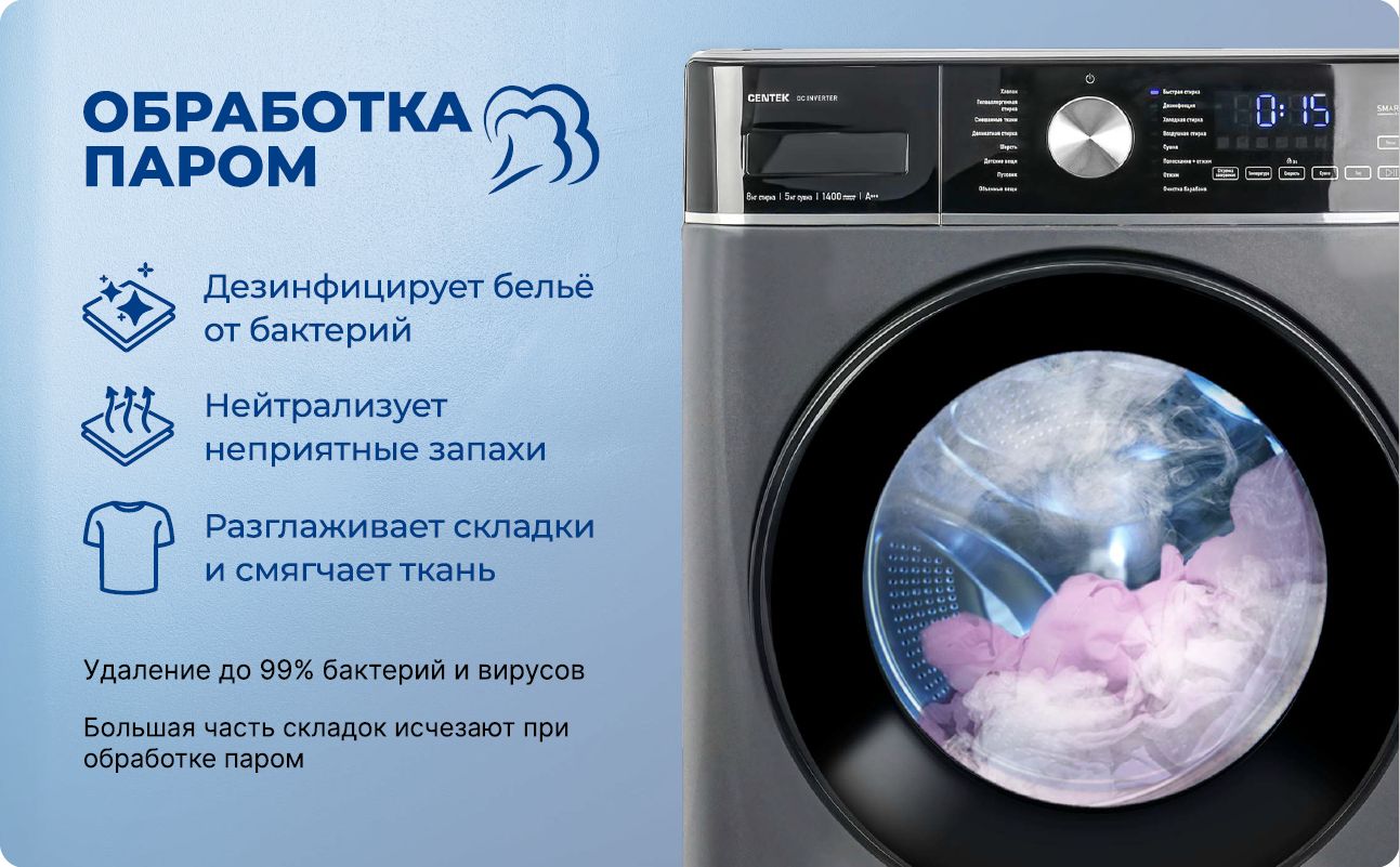Стиральная машина Centek CT-1955, серый - купить по выгодной цене в ...