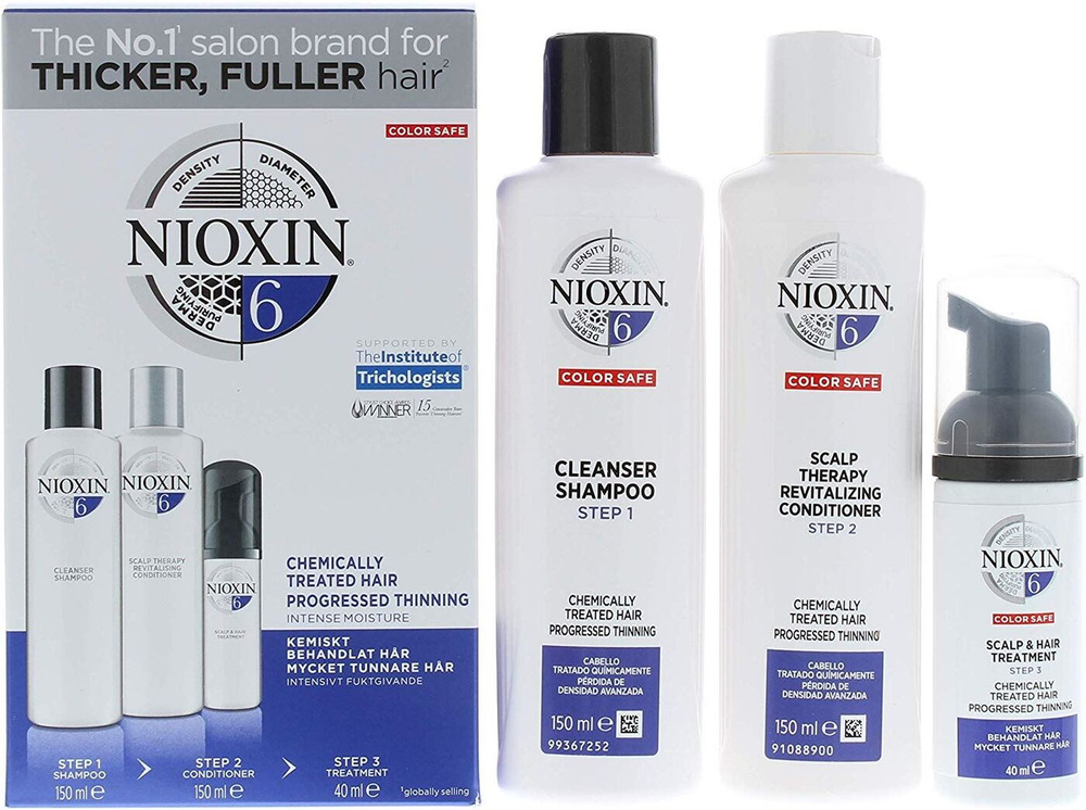 Nioxin System 6 Набор для ухода за волосами, 150 мл+150 мл+40 мл - купить с доставкой по выгодным ценам в интернет-магазине OZON (191819561)