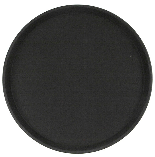 Поднос прорезиненный круглый 35 см черный #1