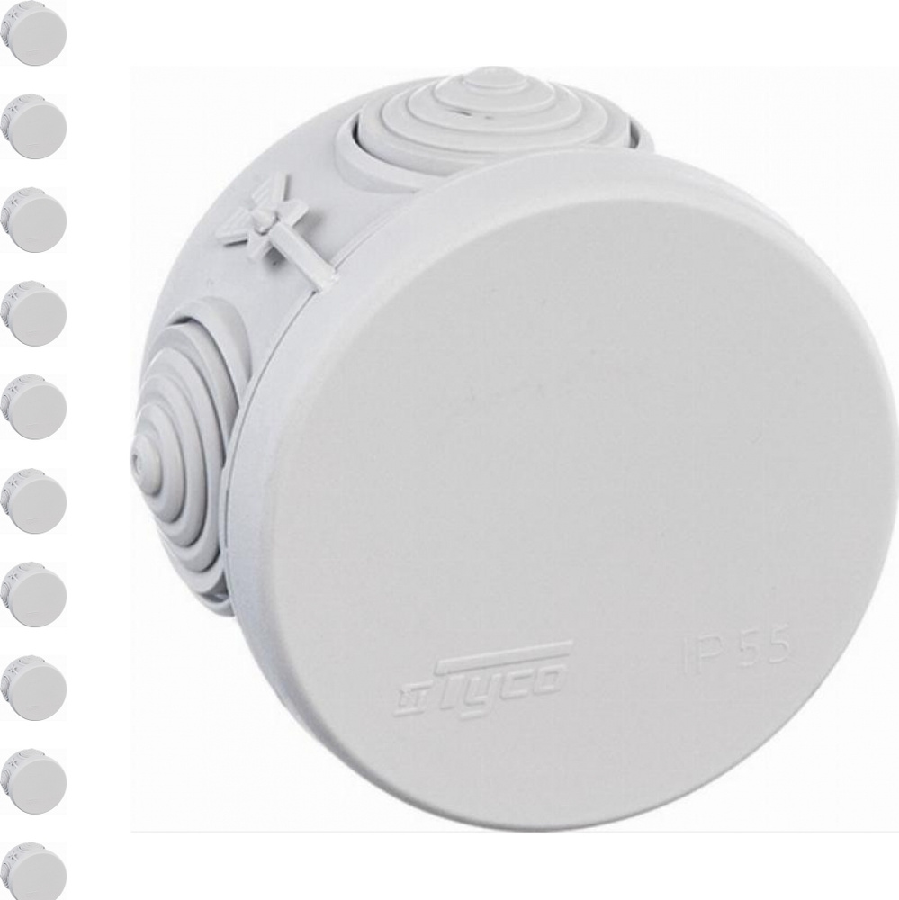 Коробка распределительная Tyco 60x40 круглая 4 ввода для открытого ...